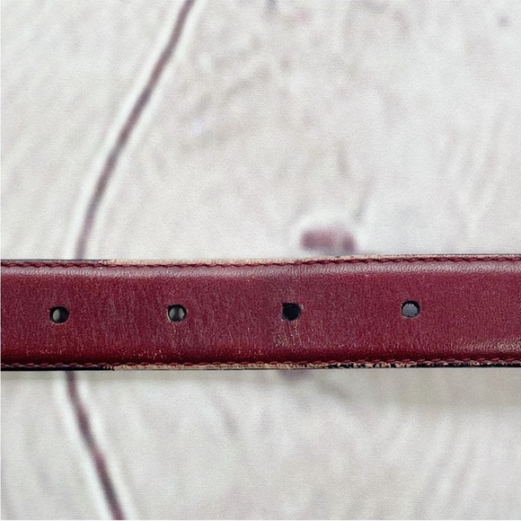 Christian Dior Leather Belt Size 36 Burgundy Red Gold - Picture 8 of 12